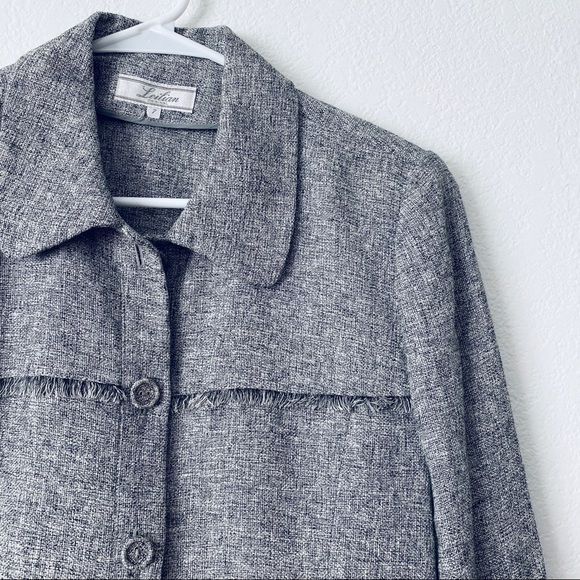 Leilian Original Button Front Boho Fringe Made In Japan Blazer Jacket Size 7 - Picture 6 of 7